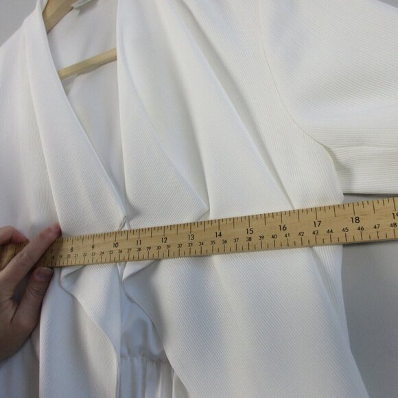 Club Monaco Tie Waist Blazer Women S White Open Front Ribbed Jacket Texture 442 - Picture 11 of 13